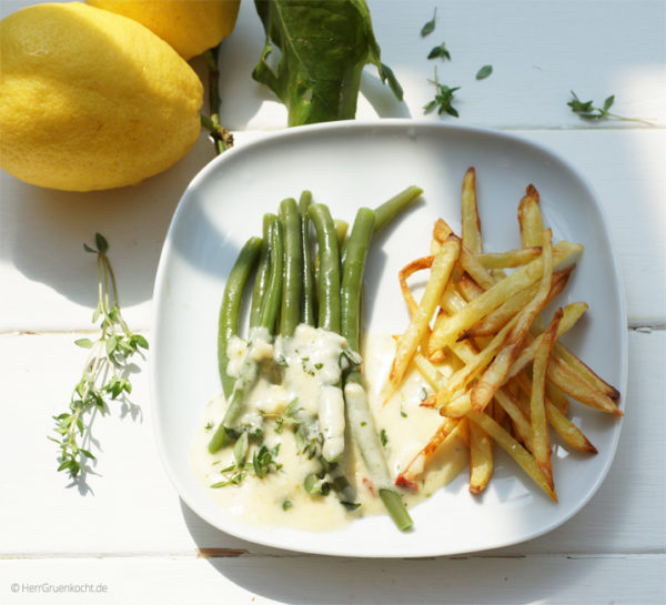 Strauchbohnen mit Zitronen-Thymiansauce und Pommes Allumettes | Herr ...